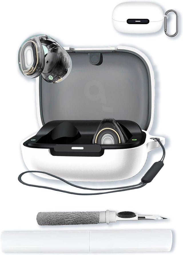 Silicone Case Compatible with Soundcore C40i, Protective Cover with Keychain, Cleaning Pen & Lanyard