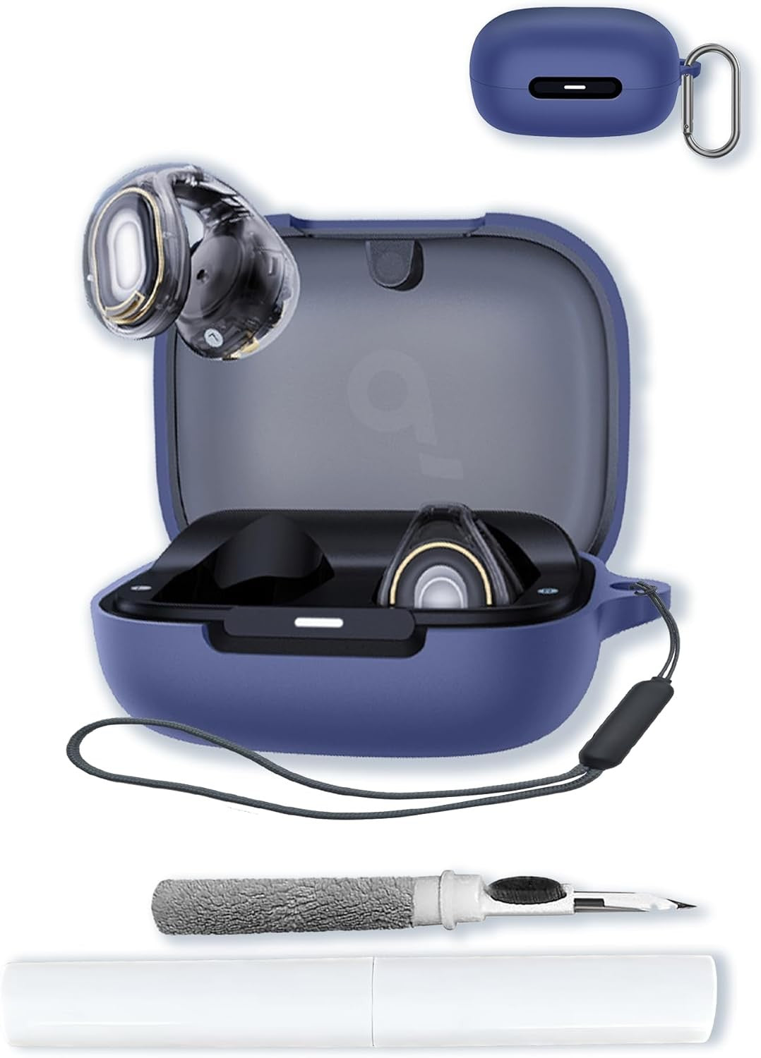 Compatible with Soundcore C40i Shockproof Silicone Case, Keychain, Cleaning Kit & Lanyard