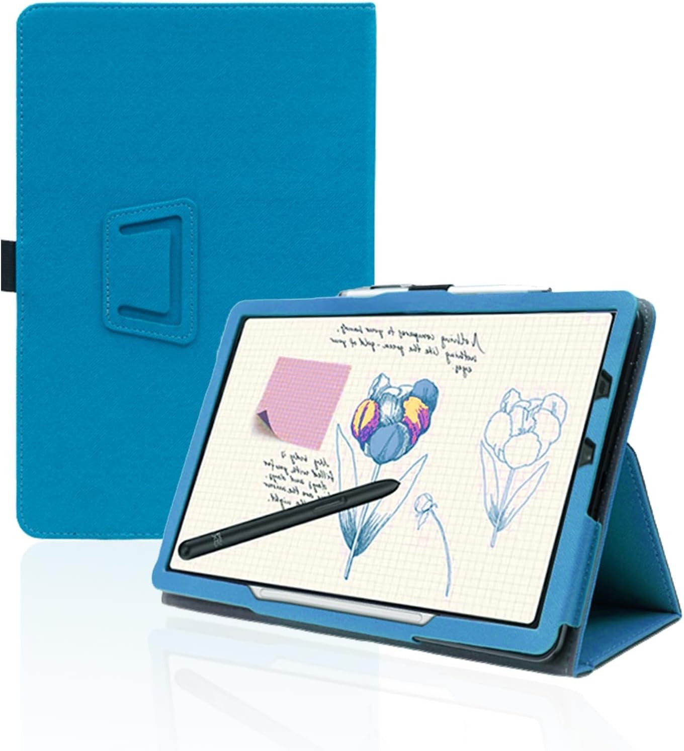 PU Leather Case for XP-Pen Magic Note Pad 10.95", Folding Stand, Pencil Holder, Wrist Strap