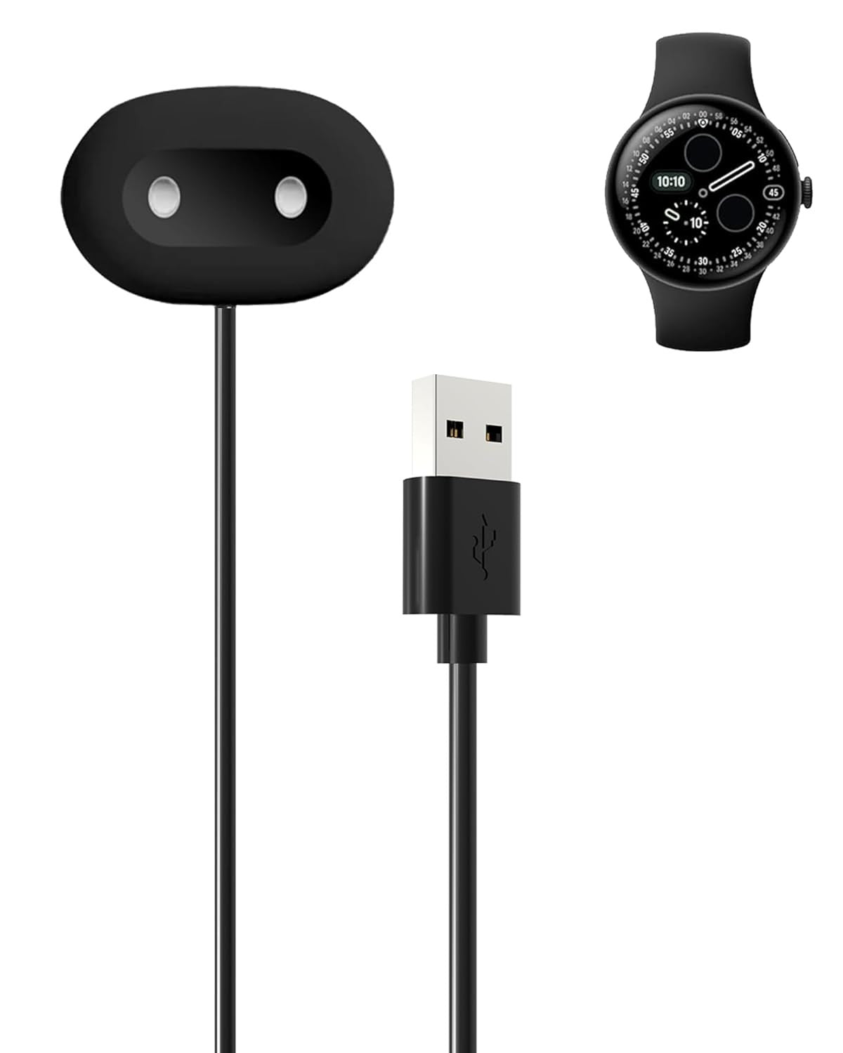 [1 Pack] Magnetic Charging Cable Compatible with Google Pixel Watch 4, Type-C Replacement Charger - Black