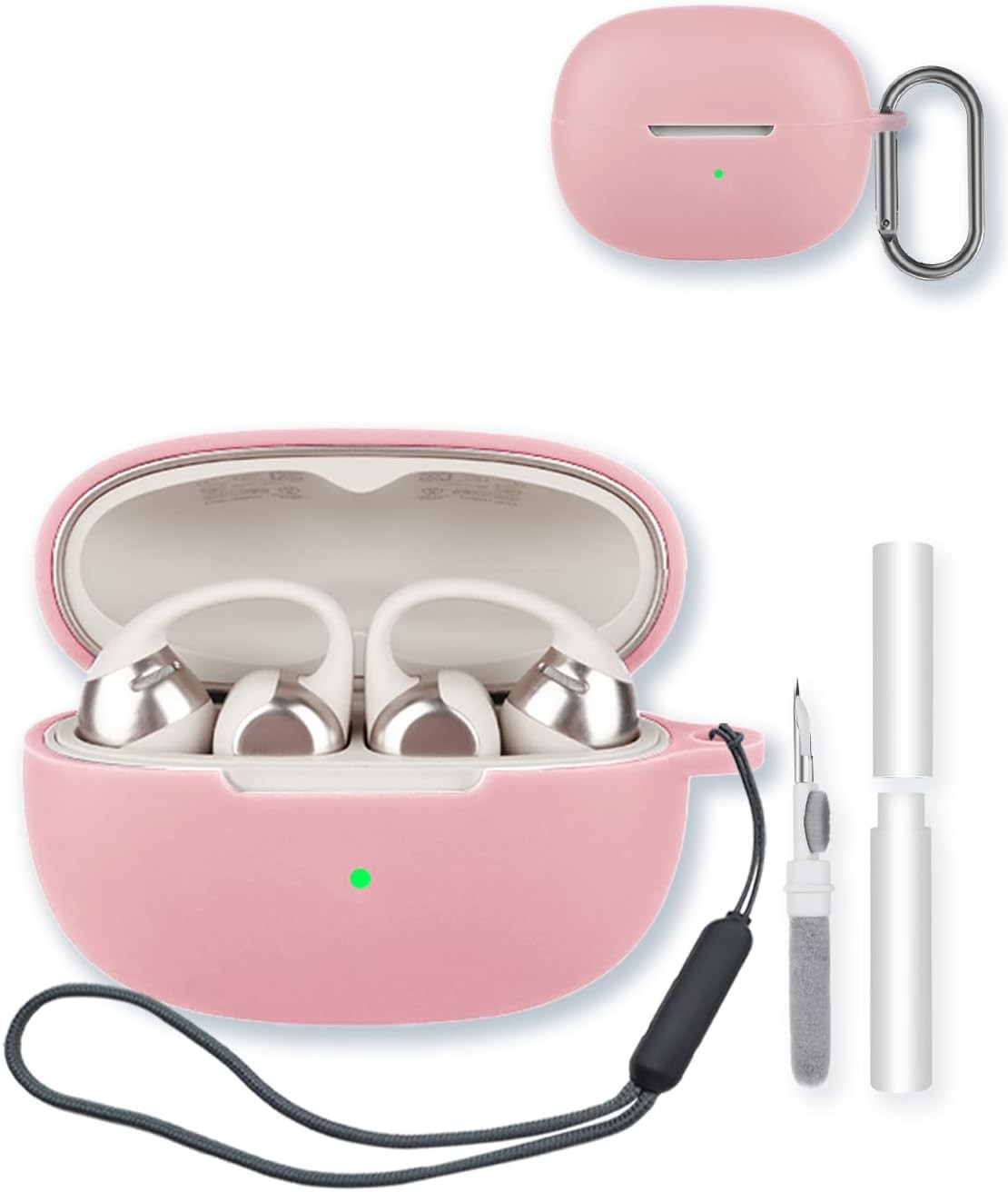 Compatible with SHOKZ OpenDots ONE Silicone Case with Keychain, Cleaning Kit & Lanyard