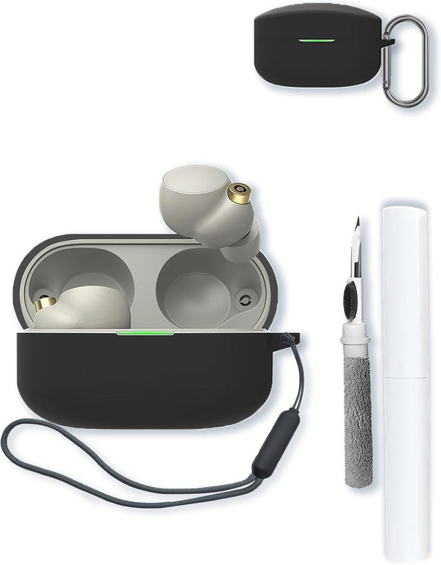 Silicone Case Compatible with Sony WF-1000XM4, with Keychain, Cleaning Pen & Lanyard