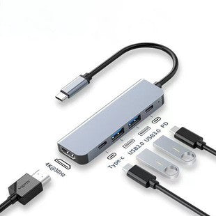 5-in-1 USB-C Hub Multi-Function Adapter Type-C Docking Station for Phone Laptop Gaming Console