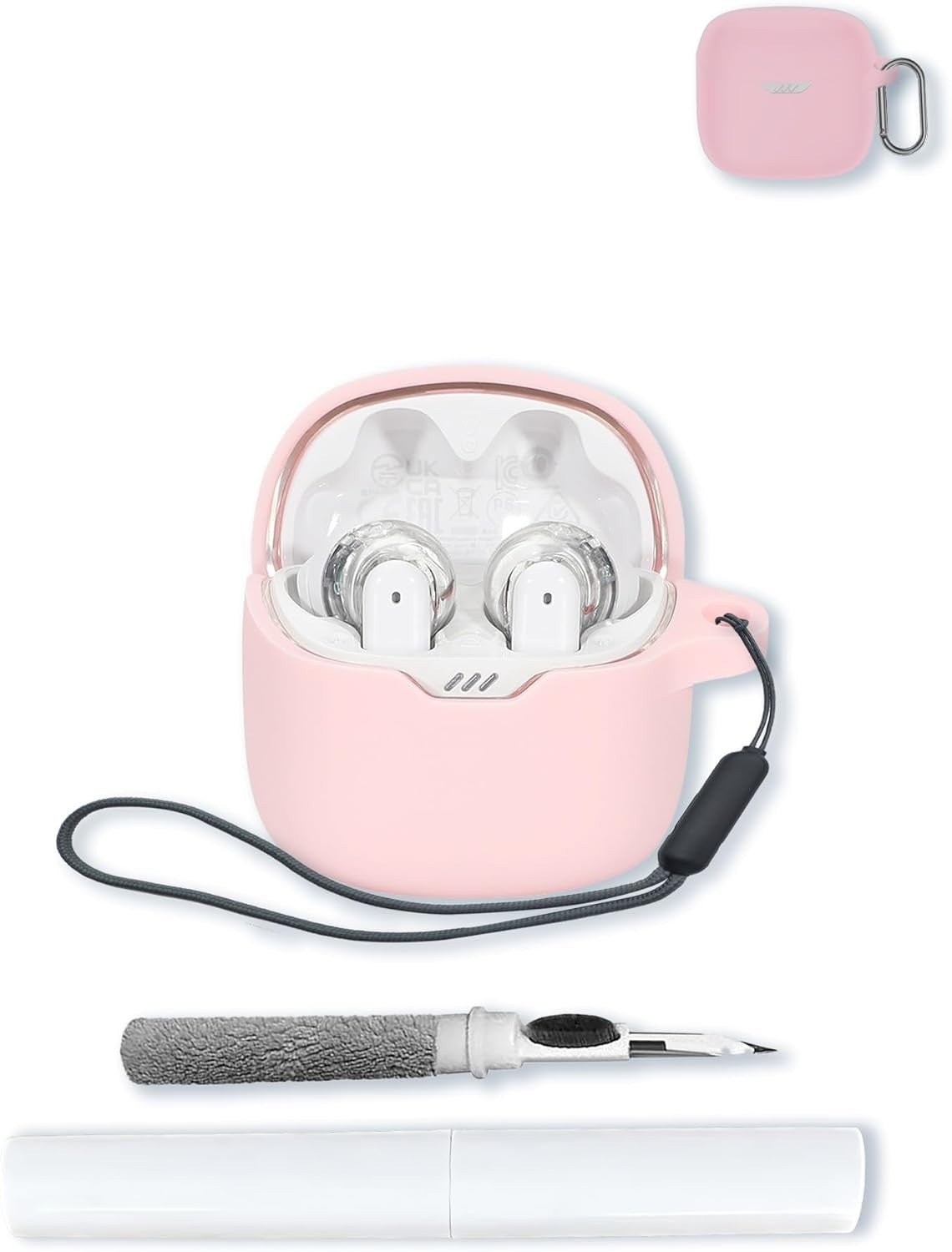 Silicone Case for JBL Tune Flex Earbuds, Soft Protective Cover with Keychain & Cleaning Kit