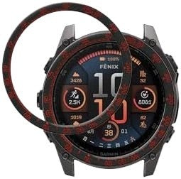 Stainless Steel Bezel Case for Garmin Fenix 8 47mm, Racing Cover, Black+Red
