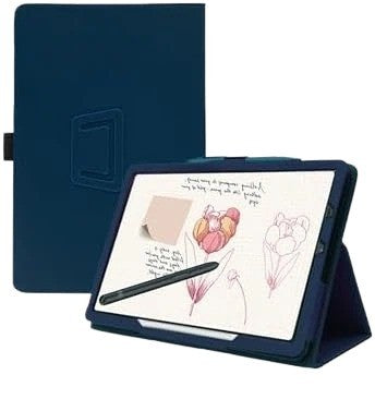 Case for XP-Pen Magic Note Pad 10.95", PU Leather, Foldable Stand, Pencil Holder, Wrist Strap, Blue