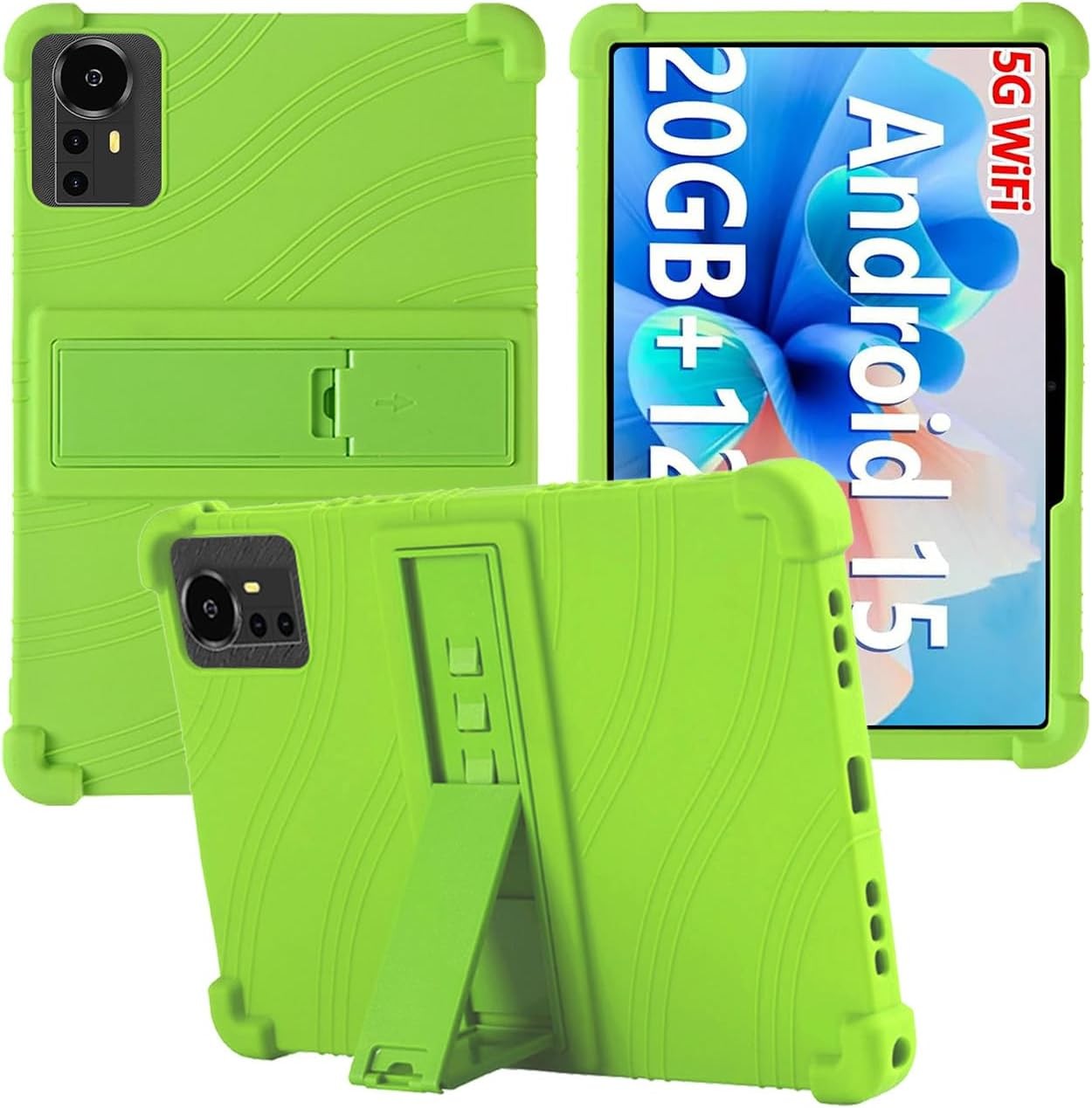 Silicone Tablet Case Compatible with Bnegynng CP31M 10.1", Shockproof Stand, Kids, Green