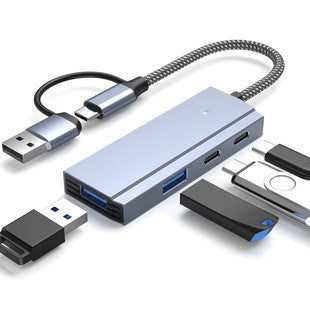 Typechub 4-in-1 USB Hub, 2 USB-A + 2 USB-C, USB 3.0 OTG Adapter for Phone and Laptop, Splitter Converter