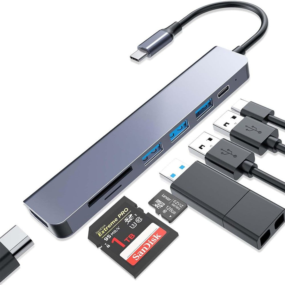 9-in-1 USB-C Hub with 4K HDMI, Multi-Function Type-C Adapter for Laptop, Phone, Tablet, and Nintendo Switch