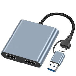 USB to Dual HDMI Adapter 4-in-1, Type-C Hub for Phone Tablet Laptop