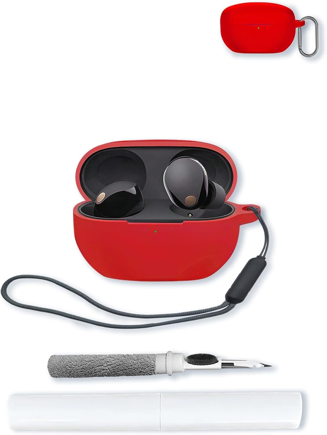 Silicone Case for Sony WF-1000XM5 Earbuds, Protective Cover with Keychain & Cleaning Kit