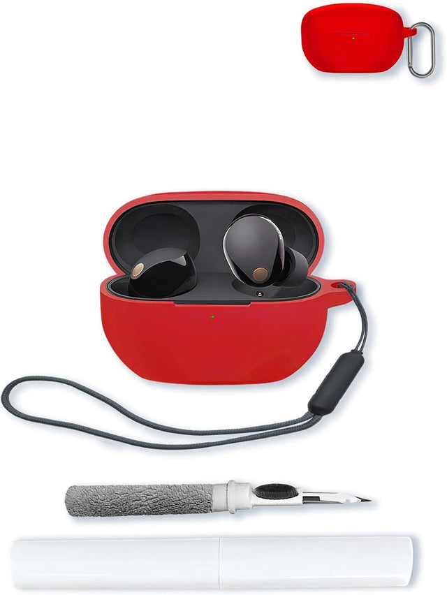 Silicone Case for Sony WF-1000XM5 Earbuds, Protective Cover with Keychain & Cleaning Kit