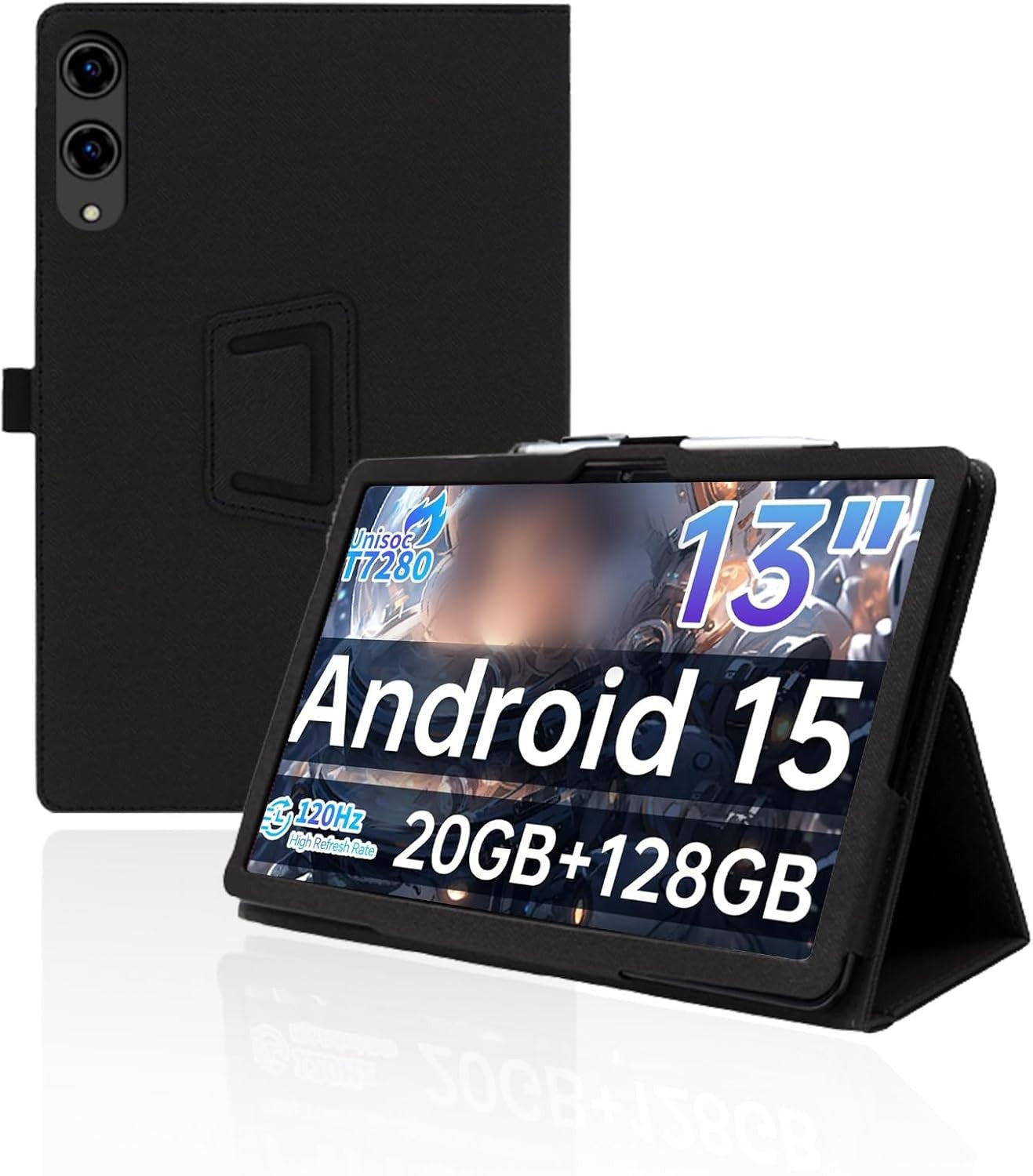 Compatible with TECLAST T65 13.4" PU Case, Folding Stand w/ Pencil Holder & Strap, Scratch-Resistant
