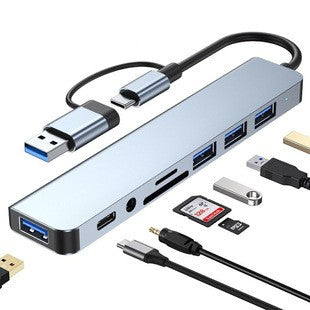 Dual Head 8-in-1 USB Hub Multiport Adapter for Laptop Desktop Tablet Phone