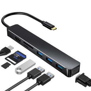 USB-C Hub 4K HDMI to HDTV and VGA Adapter, Multiport Type C Dongle for Laptop and Smartphone