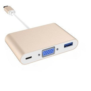 USB C to VGA Adapter 1080p 60Hz, 3-in-1 with PD Charging, USB 3.0, for Phone & Laptop