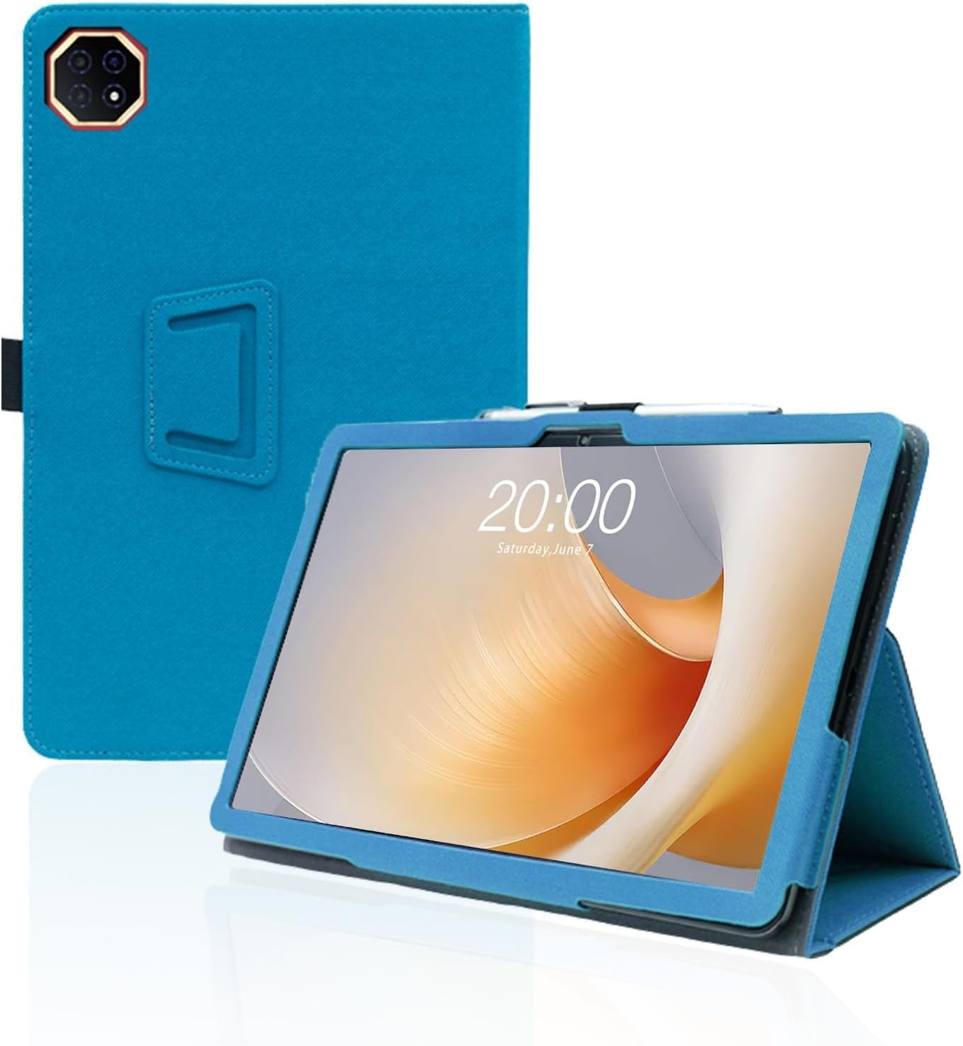 Case for Teclast T65 Plus 13.4" Tablet, PU Leather, Folding Stand, Pencil Holder, Wrist Strap