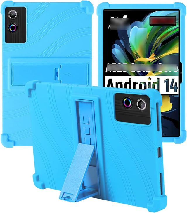 Soft Silicone Case for ROWT A10 Tablet 10 Inch, Shockproof Kids Friendly Cover with Adjustable Stand, SkyBlue