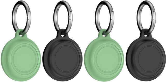 4 Pack Silicone Case for Motoral Moto Tag, Shockproof, with Keychain, Black+Green