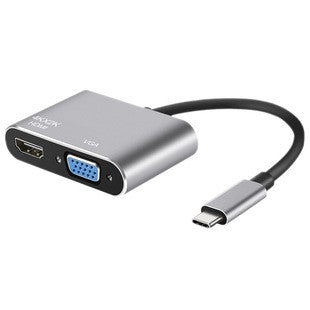 2-in-1 Type-C to VGA Hub Adapter for Phone Tablet Laptop Nintendo Switch, 4K Output