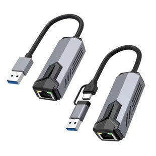 USB Type-C Gigabit Ethernet Adapter, Dual Head, High Speed, for Phone & Tablet