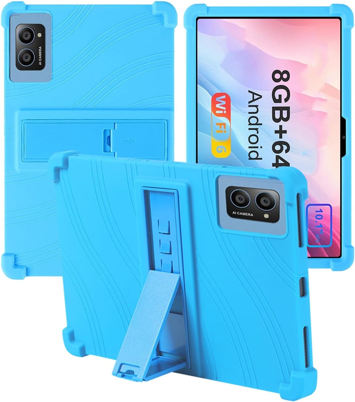 Compatible with AWOW UTBook14 10.1" Silicone Case, AdjustableStand, Shockproof, Kid Friendly, Blue
