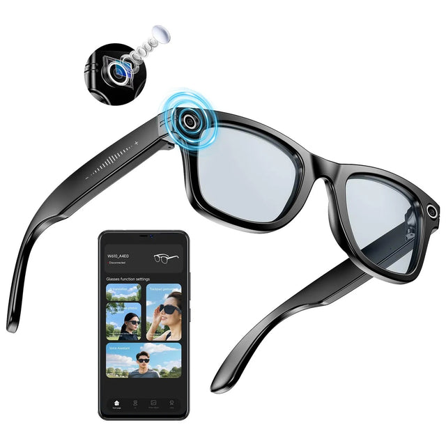 Smart AI Glasses with 4K Camera, Bluetooth, Dual-Mic Noise Reduction, Blue Light Blocking