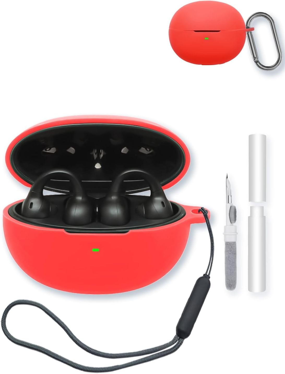 Silicone Case for Baseus Inspire XC1 Earbuds, Soft Protective Cover with Keychain & Cleaning Kit