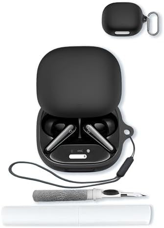 Silicone Case for Soundcore Liberty 4 Pro, Shockproof Protective Cover with Keychain & Lanyard