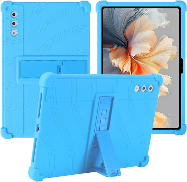 Silicone Case for Lenovo Yoga Tab Plus 12.7" Tablet, Soft Shockproof Kids Friendly Protective Cover with Adjustable Kickstand, Slim Fit Orange SkyBlue