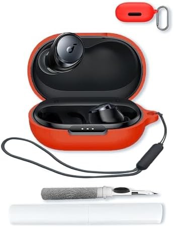 Silicone Case for Soundcore Space A40 Earbuds, Soft Protective Cover with Keychain & Cleaning Kit