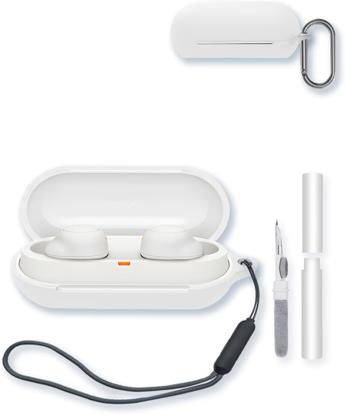 Silicone Case Compatible with Sony WF-C500, with Keychain, Cleaning Kit & Lanyard