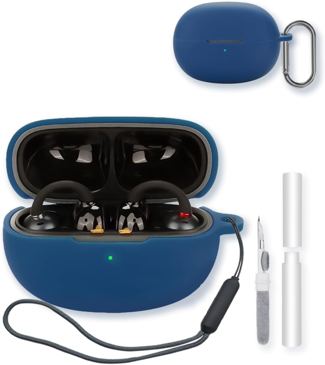 Silicone Case for EarFun Clip Wireless Open Earbuds, Shockproof Protective Cover with Keychain & Lanyard