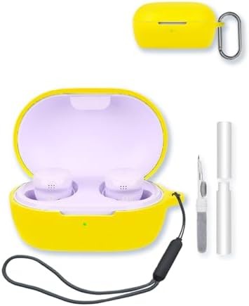 Silicone Case for Bose QuietComfort Earbuds 2024, Soft Protective Cover with Keychain & Cleaning Kit, Purple Yellow