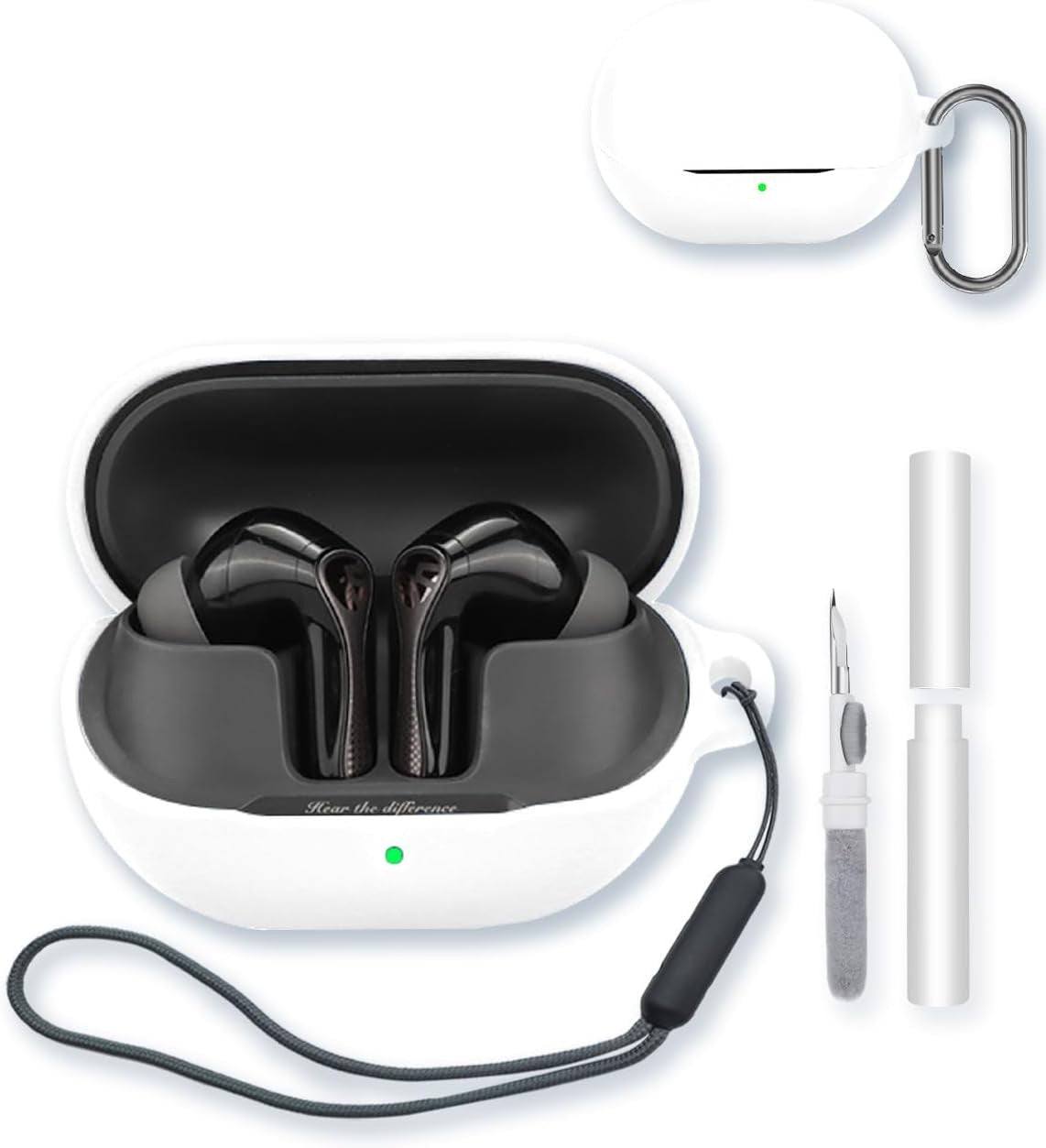 Silicone Case for SoundPEATS Air5 Pro Earbuds, Soft Protective Cover with Keychain & Cleaning