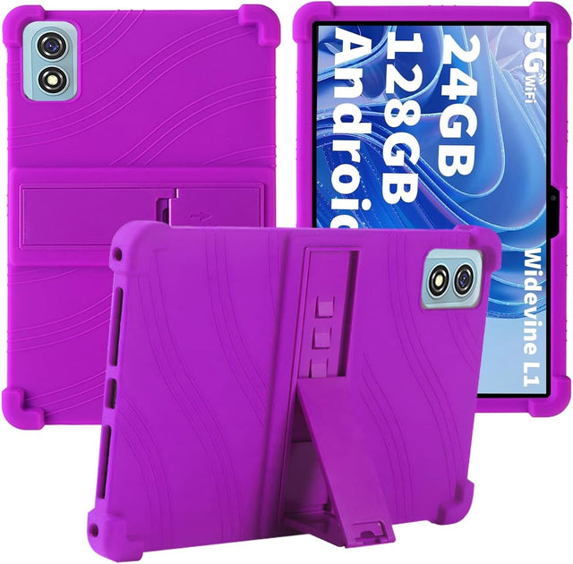 Silicone Tablet Case Compatible with HISORL T901 10", Adjustable Stand, Shockproof, Kids, Purple