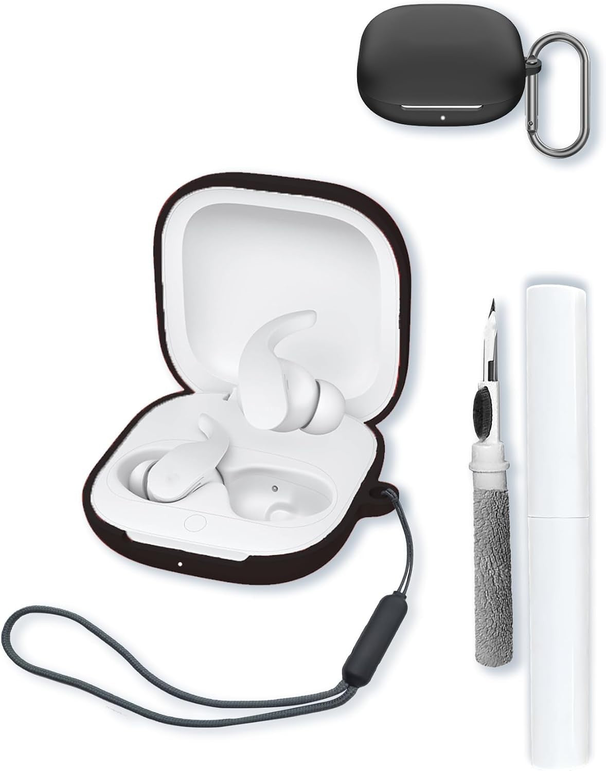 Silicone Case for Beats Fit Pro Earbuds, Protective Cover with Keychain & Lanyard