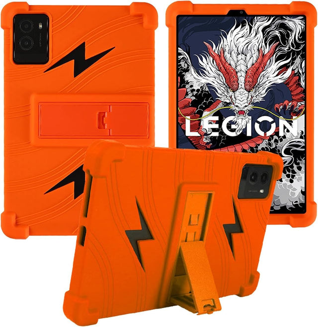 Compatible with Lenovo Legion Y700 (2025) Gen3 Tablet Case, Soft Silicone Adjustable Stand Shockproof Kids Friendly 8.8" Rainbow Orange
