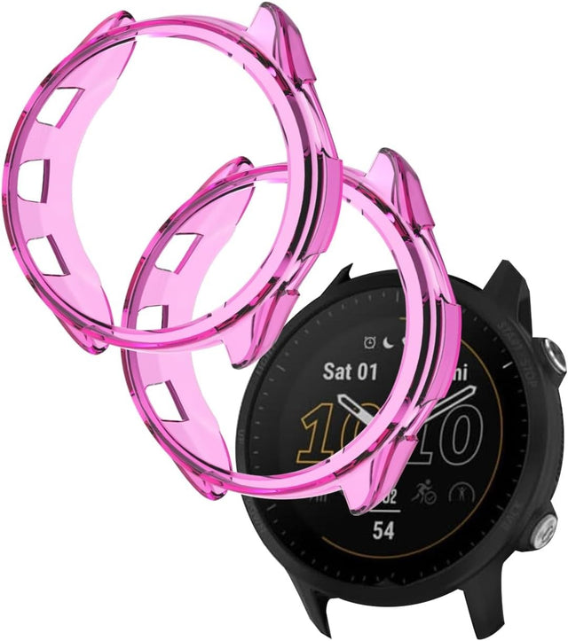 2 Pack TPU Protective Case Compatible with Garmin Forerunner 955, Semi-Around Shockproof Cover