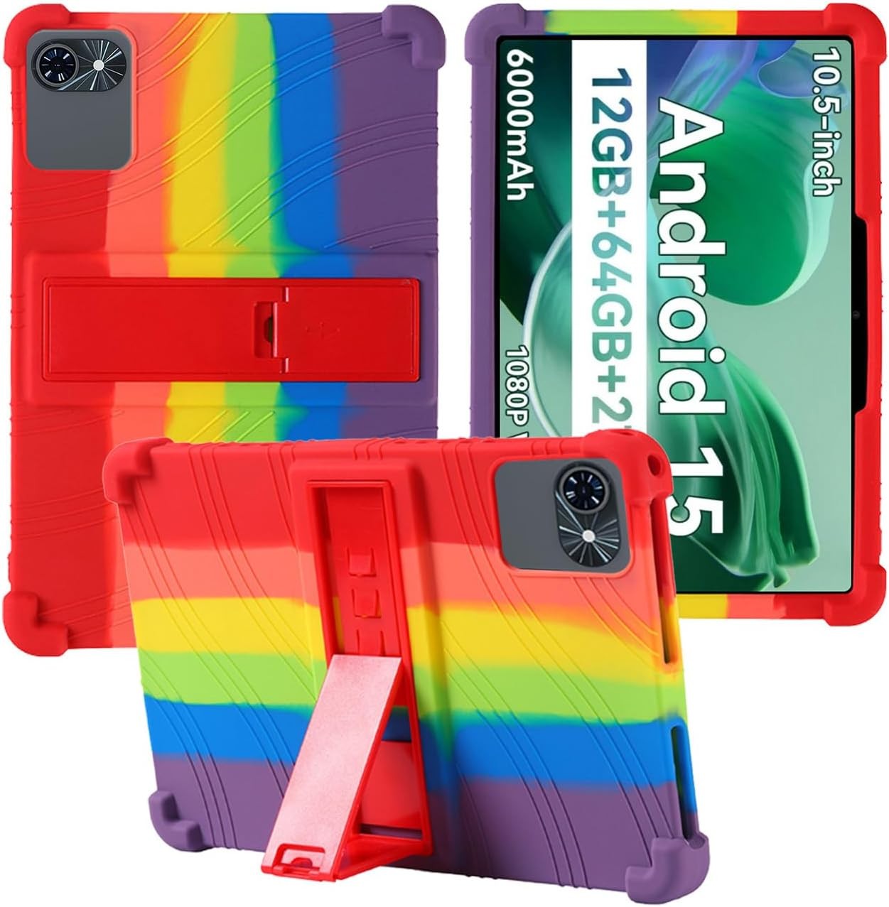 Soft Silicone Case Compatible with TABWEE T80 10.5 Inch Tablet, Shockproof Kids Friendly Stand Cover