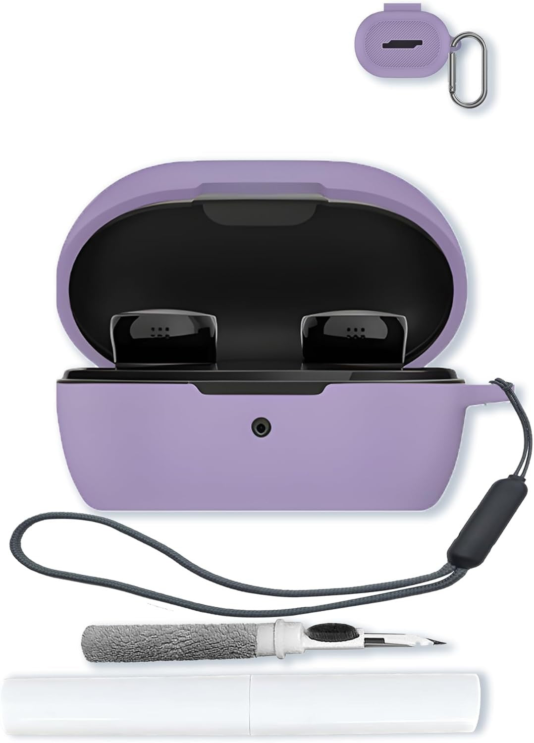 Silicone Case for Bose QuietComfort Earbuds 2024, Soft Protective Cover with Keychain & Cleaning Kit Purple