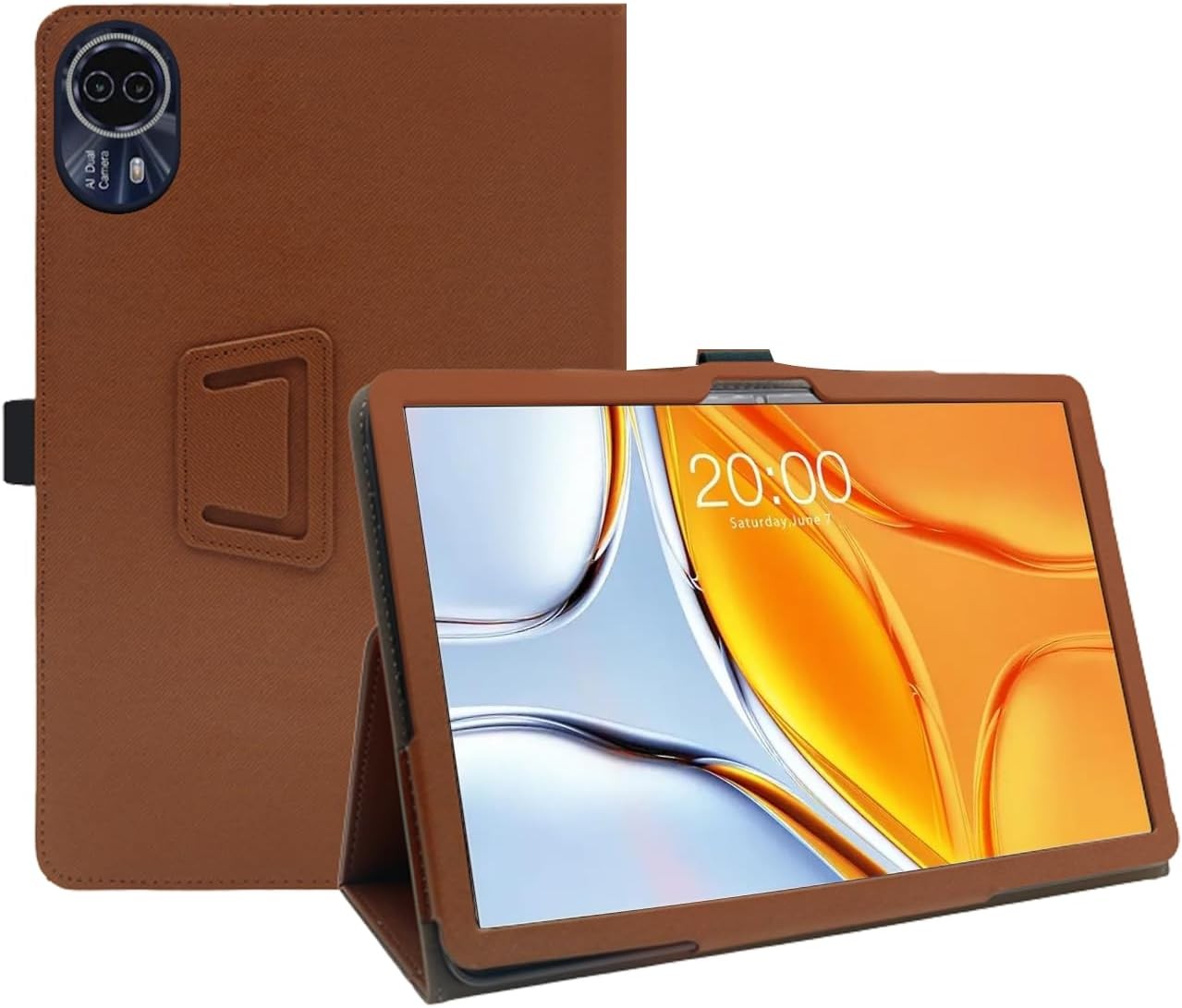 Case for Teclast T70/Callsky-Tab Ctab 14 14" Tablet, PU Leather, Foldable Stand, Pencil Holder, Brown