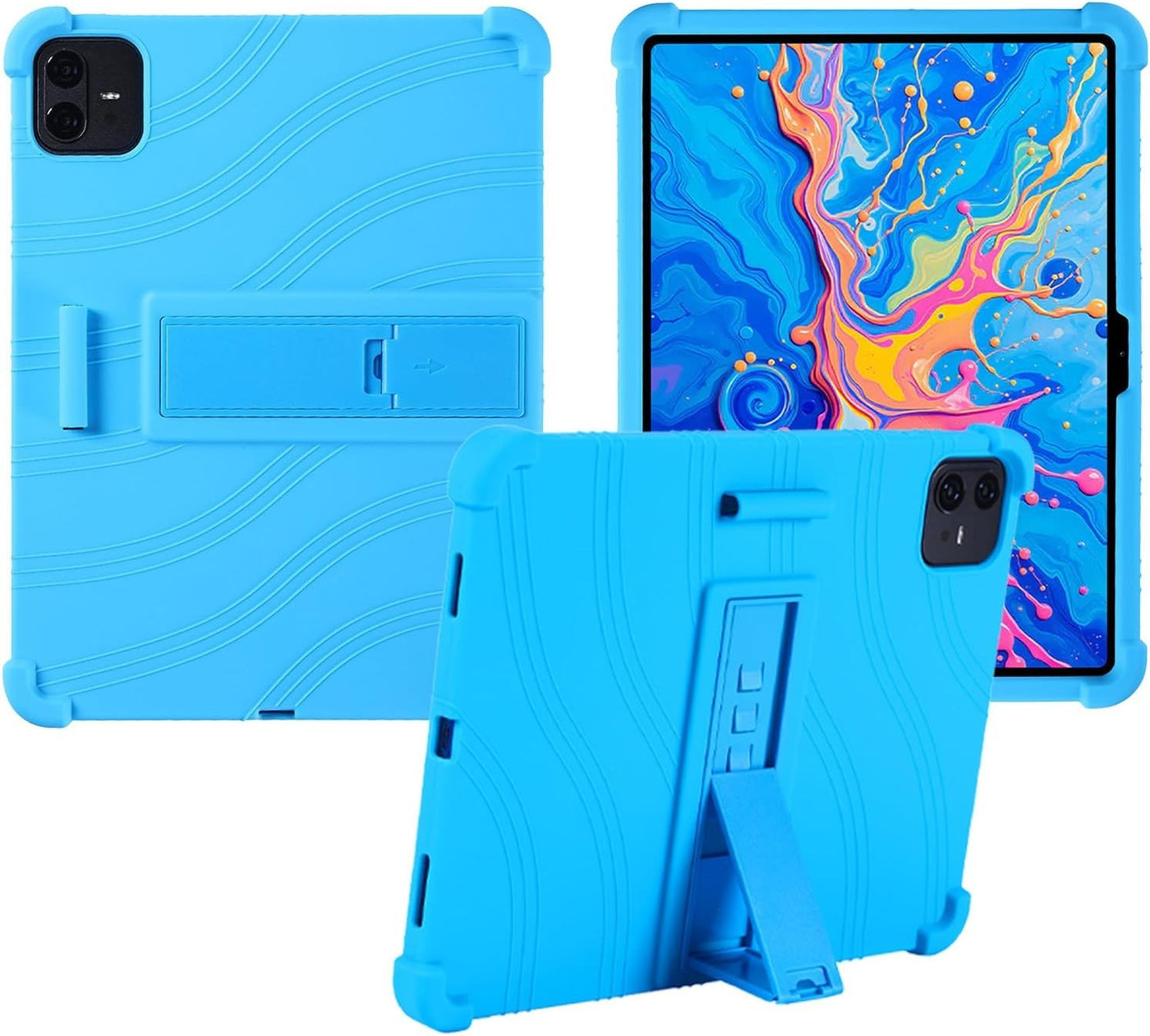 For TECLAST Artpad Pro 12.7-inch Tablet Case, Soft Silicone Adjustable Stand Shockproof Cover - Sky Blue