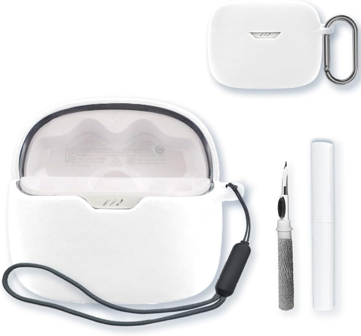 Compatible with JBL Tune 245NC TWS Silicone Case Cover with Keychain, Cleaning Kit & Lanyard