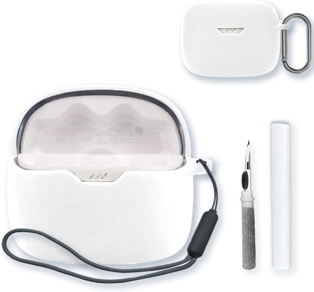 Compatible with JBL Tune 245NC TWS Silicone Case Cover with Keychain, Cleaning Kit & Lanyard