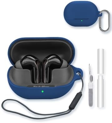 Compatible with SoundPEATS Air5 Pro Silicone Case Cover with Keychain, Cleaning Kit & Lanyard