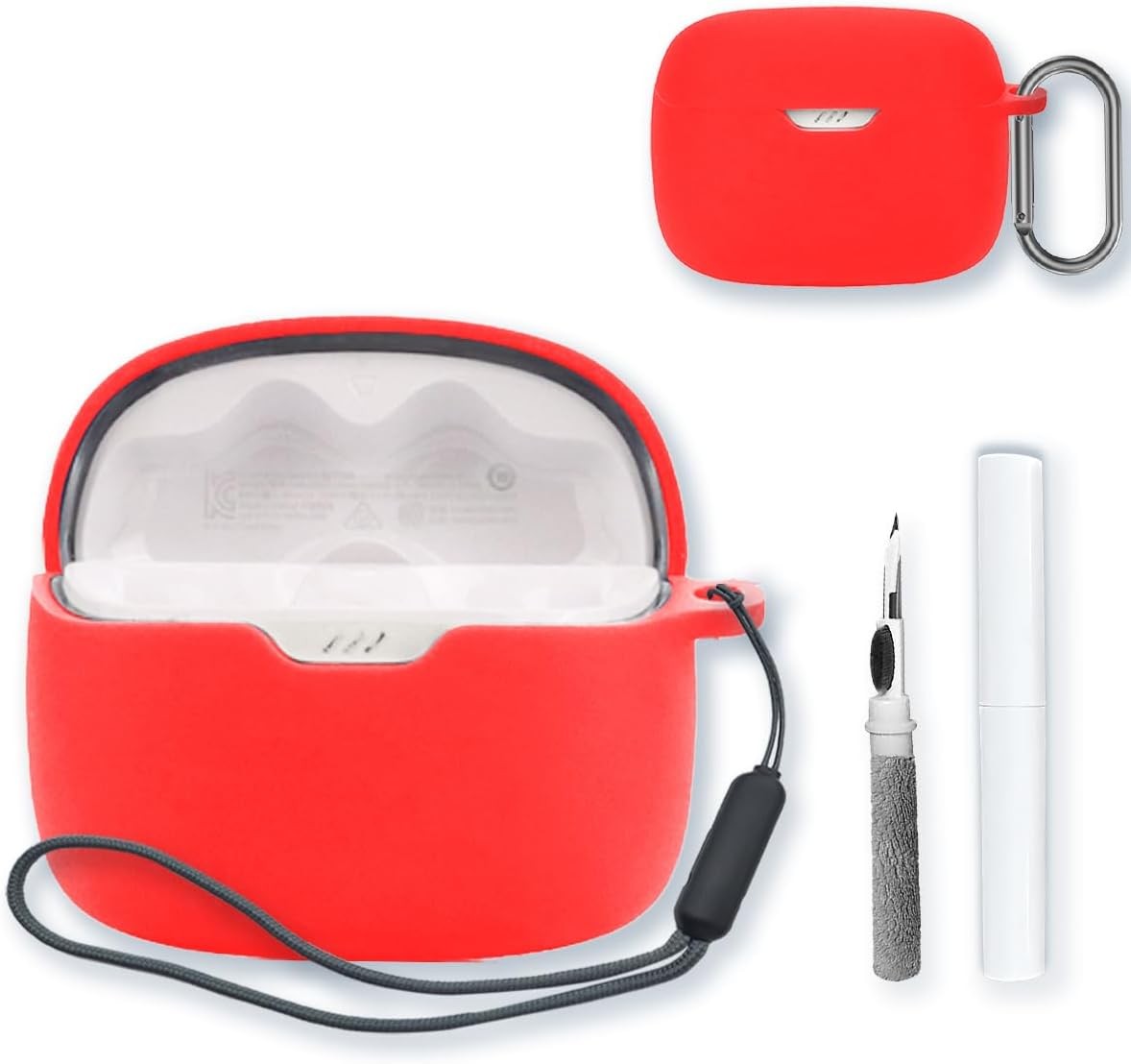 Silicone Case for JBL Tune 245NC TWS Earbuds, Soft Protective Cover with Keychain, Cleaning
