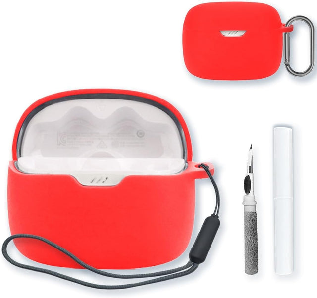 Silicone Case for JBL Tune 245NC TWS Earbuds, Soft Protective Cover with Keychain, Cleaning
