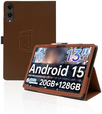 Compatible with TECLAST T65 13.4" Case, Folding Stand, Pencil Holder, Wrist Strap, PU, Brown