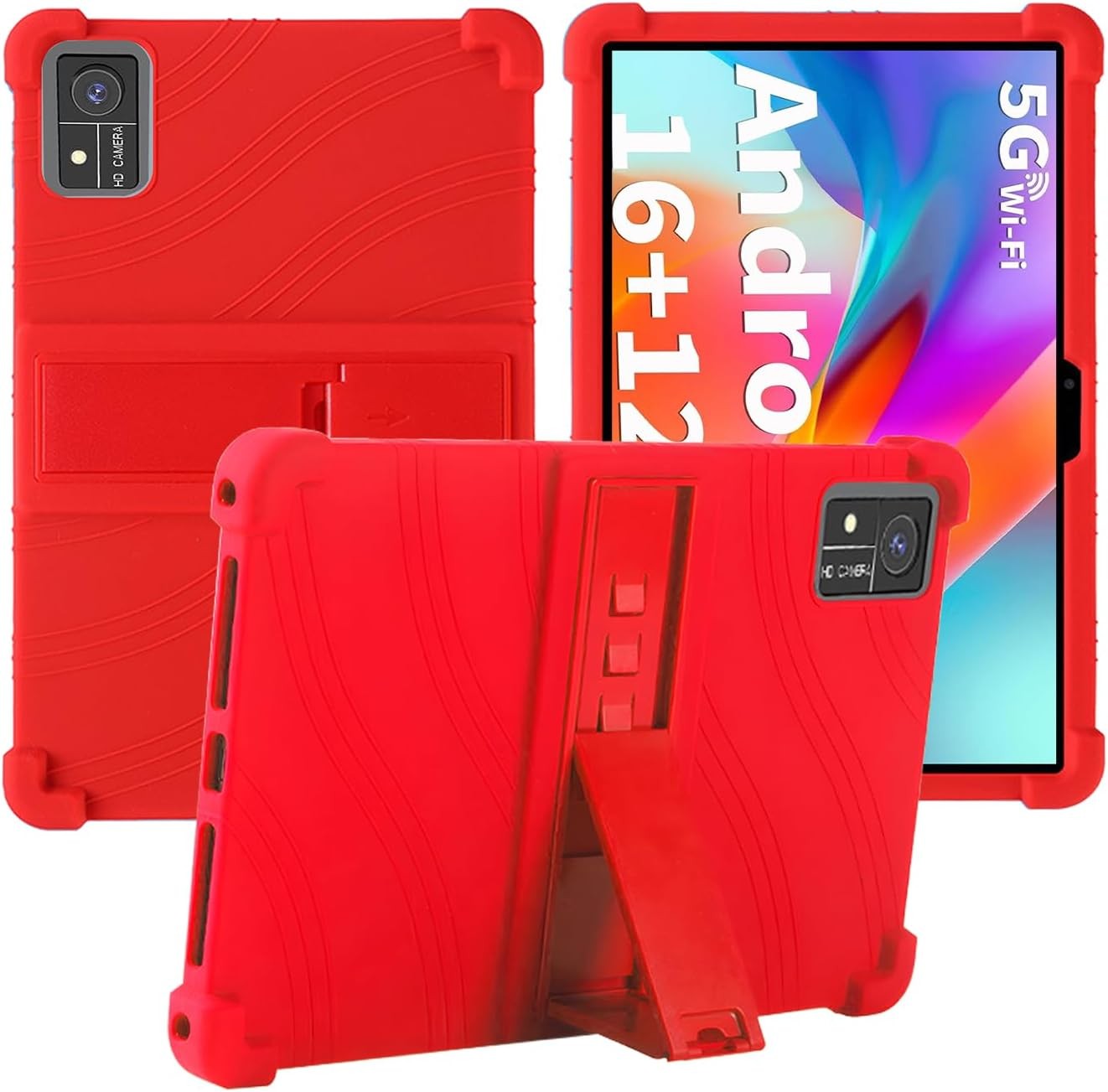 Compatible with YOBANSE T618, Suicoey T618 & More 10" Tablet Case - Silicone Cover with Stand Red